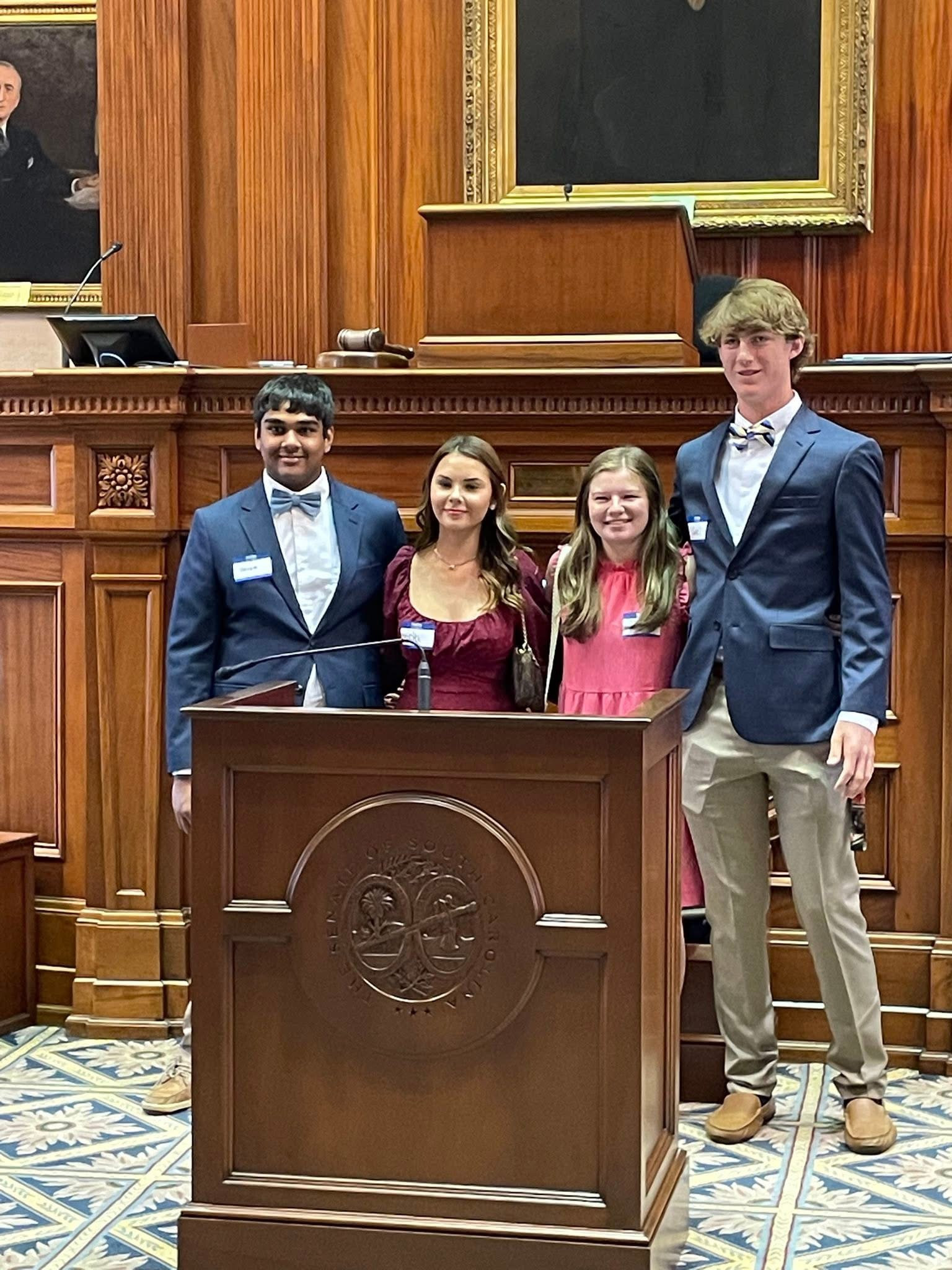 Clarendon Hall students participating in a civic learning experience